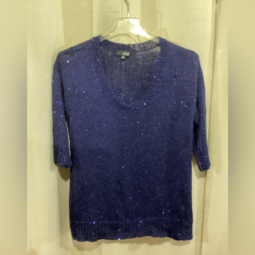 Blue U neck sweater by a.n.a.